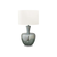 Monarch Specialties 26" H Contemporary Table Lamp - Sea Green Glass / Ivory / Cream Shade-Glamourize your decor with this contemporary 26"h table lamp, featuring a stylish sea green glass body on a clear acrylic base and an elegant ivory fabric shade, perfect for adding a touch of sophistication to any room