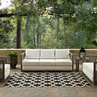 Modway Cerelia Moroccan Trellis Indoor/Outdoor Area Rug - 5 ft W x 8 ft L - Black/Beige-Durable Indoor/Outdoor Rug