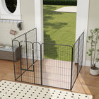 PawHut Heavy Duty 8-Panel Dog Playpen with Door for Large Dogs - 47" H-Colour: Black