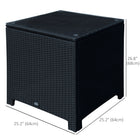 Outsunny Rattan Side Table with Glass Top - Black-Waterproof and UV resistant PE rattan 