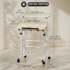 HOMCOM 23.6" Mobile Stand Up Desk - Natural Wood-Four casters, two lockable, offer easy mobility and strong stability