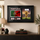 Frameworth Official FIFA World Cup 2026 Portugal Flag & Trophy Framed Print - 15" x 24"-Professionally framed in Canada, printed on high-quality photo paper and finished in a premium black frame with a clear protective front.
