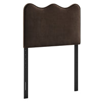 Modway Athena Stain-Resistant Performance Velvet Twin Size Headboard - Chocolate Brown-Stain-Resistant Performance Velvet