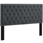 Modway Helena Tufted Upholstered Linen Fabric Full/Queen Headboard - Grey-Elegant Diamond Tufted Pattern