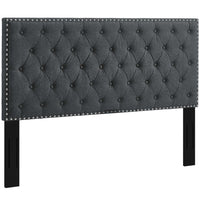Modway Helena Tufted Upholstered Linen Fabric Full/Queen Headboard - Grey-Elegant Diamond Tufted Pattern