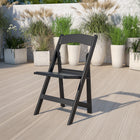 Flash Furniture HERCULES Series Black Resin Folding Chair with Black Vinyl Padded Seat-Waterproof Detachable Seat