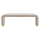 Modway Koda Performance Velvet Waterfall Long Bench - Brass/Almond-Adjustable Foot Caps