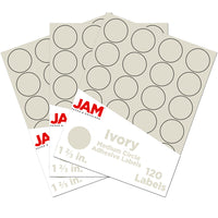 JAM Paper Round Circle Label Sticker Seals, 1 2/3 inch diameter, Ivory, 3 Sets of 120 (147627045g)-Size: 1.66"