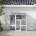PawHut 70.5" H Outdoor Wooden Catio Cat House Enclosure - White-A door for easy access 