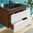 Modway Render 30" Wall-Mount Bathroom Vanity - White/Walnut/Black-MDF and Particleboard