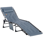 Outsunny Outdoor Lounge Chair - Folding Chaise Lounge - Grey-Adjust the lockable backrest in 5 positions