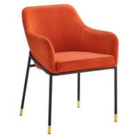 Modway Jovi Performance Velvet Dining Armchair - Black/Orange-Retro Modern Dining Armchair