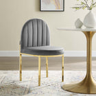 Modway Isla Channel Tufted Performance Velvet Dining Side Chair - Gold/Grey-Gold Stainless Steel Base