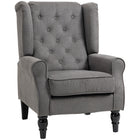 HOMCOM Fabric Accent Chair with Wood Legs - Rolled Arms for Bedroom - Charcoal Grey-Great for living room, bedroom, office, meeting room and more
