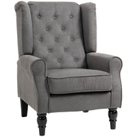 HOMCOM Fabric Accent Chair with Wood Legs - Rolled Arms for Bedroom - Charcoal Grey-Great for living room, bedroom, office, meeting room and more

