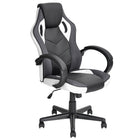 FurnitureR High-Back PU Leather Swivel Gaming Chair - White-High-Back ergonomic design gaming chair