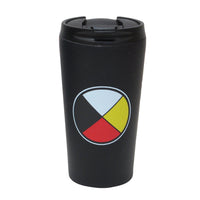 Oscardo Medicine Wheel Art Travel Mug-Authentic Indigenous Art Design - Features licensed artwork by First Nations, Inuit, and Métis artists from across Canada, celebrating Indigenous culture and creativity