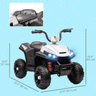 Qaba 12V Battery Powered Quad Kids ATV with Four Wheels Spring Suspension - White-Dual drive system, suitable for various road types 