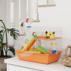 PawHut Cage for Dwarf Hamsters/Gerbils with Tunnels & Water Bottle-Front door allows straightforward pet access