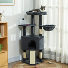 PawHut 47" Cat Tree Tower with Large Cozy Condo and Hammock - Dark Grey-Includes a private condo and plush hammock for comfort and security 