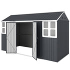 Outsunny Metal Garden Storage Shed with Lockable Door - 12' x 5.5' - Dark Grey-62 ft² (5.8 ㎡) interior offers ample storage room
