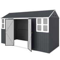 Outsunny Metal Garden Storage Shed with Lockable Door - 12' x 5.5' - Dark Grey-62 ft² (5.8 ㎡) interior offers ample storage room
