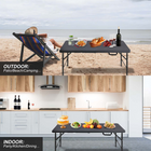 Homy Casa 4 ft Portable Folding Table with 4 adjustable Heights Indoor & Outdoor for Camping - Black-The fixed grip makes carrying and storage easier
