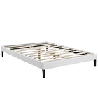 Modway Tessie Vinyl Full Bed Frame with Squared Tapered Legs - White-Solid Wood Frame