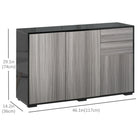 HOMCOM 46.1" L High Gloss Buffet Sideboard with 2 Drawers - Grey and Black-Moving shelf in the small cabinet for customized storage space
