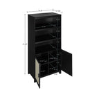 Manhattan Comfort Sheridan 31.49" Mid-Century Modern Bookcase Cabinet - Black - Set of 2-Includes 2 Soft Close Doors with 4 Concealed Compartment, and 3 Open Shelves
