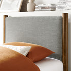 Modway Maven Twin Size Fabric Upholstered Platform Bed - Wheat Walnut-Upholstered Headboard and Footboard