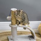 PawHut 17" Small Cat Tree with Jute Scratching Post - Grey-Colour: Grey 