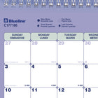 Blueline 2027 Monthly Wall Calendar - 11" x 8-1/2" - Bilingual-One month per sheet, one block per day