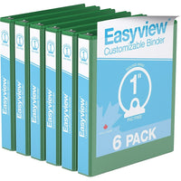 Davis Group Easyview Premium Binder - Round Ring - Customizable - 1" - Green - 6 Pack-3 Ring Binder
