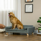 PawHut Modern Dog Sofa with Removable Pillow - Grey-Removable pillows for greater comfort 