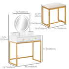 HOMCOM Makeup Vanity Desk with Round Mirror - 31.5" L x 15.7" W x 52" H - White-Compact design of this dresser is perfect for small spaces 