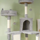 PawHut 81" Large Cat Tree with Scratching Posts, Condos and Beds - Light Grey-Colour: Light Grey, Cream White 