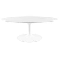 Modway Lippa 42" Oval Wood Coffee Table - White-Modern Coffee Table