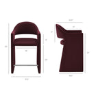 Modway Talia 37" Performance Velvet Counter Stool - Mulberry-Curved Back Barrel Design