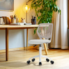 Homy Casa Beige Fabric Swivel Desk Chair-360-Degree Swivel: Allows for versatile movement and flexibility in any workspace