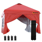 Outsunny 10 ft W x 10 ft L Pop Up Canopy Tent - Instant Sun Shelter - Red-10' x 10' party tent with 4 removable walls, ideal for outdoor event use