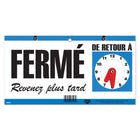 Cosco Open Come In Will Return Indoor/Outdoor Door Sign with Clock - French Text-The reversible design includes Open, Come In, and Will Return messages with a built-in clock to display return time