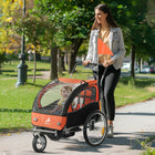 Aosom 2-in-1 Bike Trailer for Kids, Foldable Baby Stroller Carrier - Orange-Fits two kids under 43.3" (110 cm) in height 