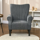 HOMCOM Fabric Accent Chair with Wood Legs - Rolled Arms for Living Room - Dark Grey-Overall Dimension: 31.5" W x 28.7" D x 37" H (80 x 73 x 94 cm) 
