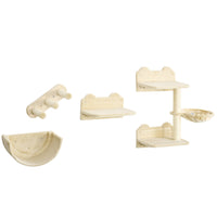 PawHut 3-Piece Cat Wall Shelf with Hammock, Scratching Post and Platforms-Wall design saves space and enhances play areas 