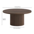 Hudson&Canal Rollan 32" Wide Round Fluted Coffee Table - Brown Oak-Clean with a soft, dry cloth and no harsh chemicals or abrasive cleaning materials