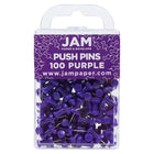 JAM Paper Colourful Push Pins - Purple - 100 Pack-Plastic Head Thumb Tacks | Colour: Purple