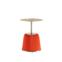 Manhattan Comfort Anderson 15.75" Modern Leatherette Upholstered End Table - Orange-Modern End Table for Living Room Use