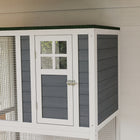 PawHut 36" L Outdoor Cat House Catio with Wheels and Asphalt Roof - White-Two doors facilitate access, and four wheels facilitate its movement 