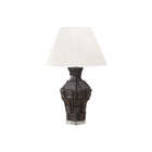 Monarch Specialties 28" H Contemporary Table Lamp - Black Resin / Ivory / Cream Shade-This contemporary and stylish 28"h table lamp features a black resin body with a textured finish resembling stone pieces, resting on a clear acrylic base and topped with a sophisticated ivory fabric shade, perfect in a living room, bedroom, or home office